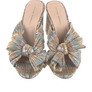 Loeffler Randall Women's Iridescent Pleated Bow Mules